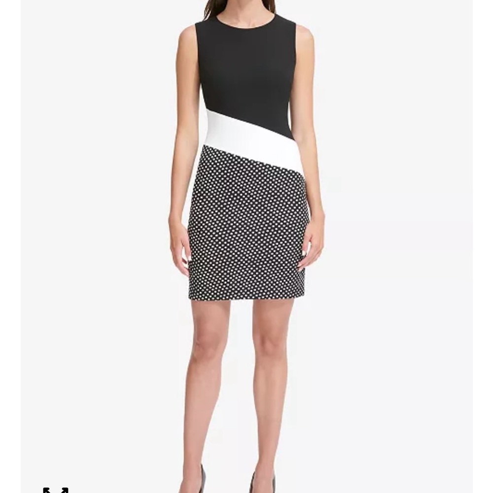 Tommy Hilfiger Colorblocked & Printed Scuba Sheath Dress - 12 - Worn Twice